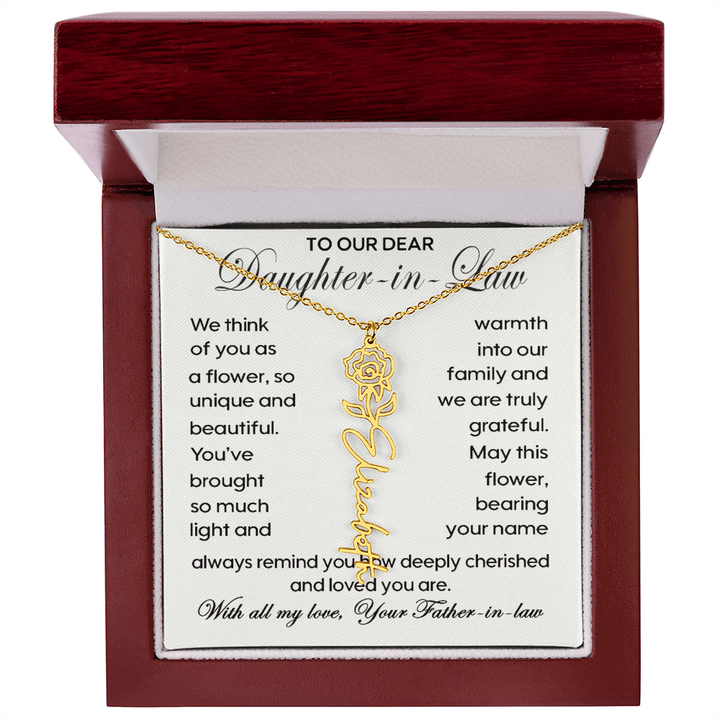 To Our Daughter - in - Law - Personalized Birth Flower Name Necklace - The Love Sparkle