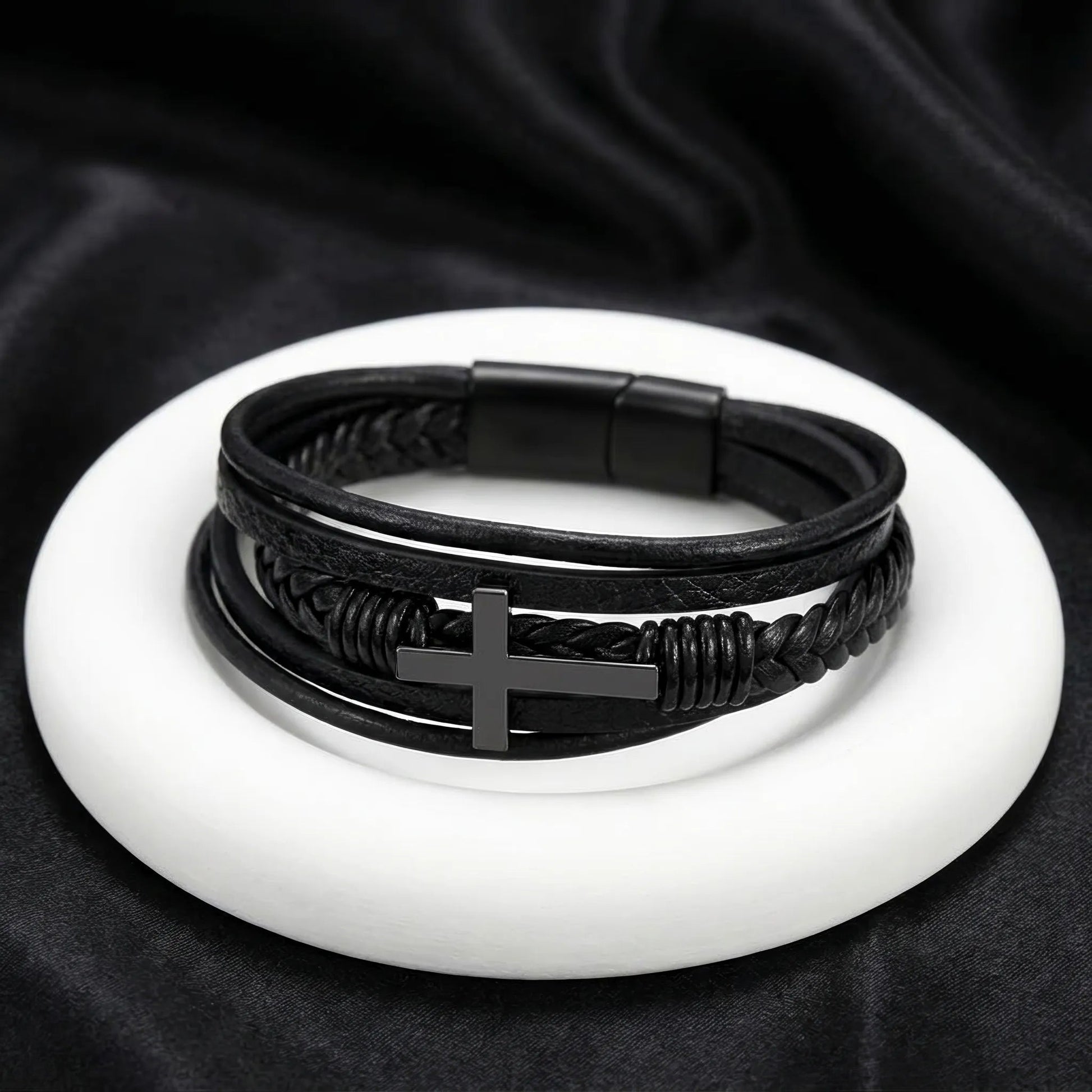 "To The Best Dad" Men's Cross Bracelet – Meaningful Keepsake Gift - The Love Sparkle