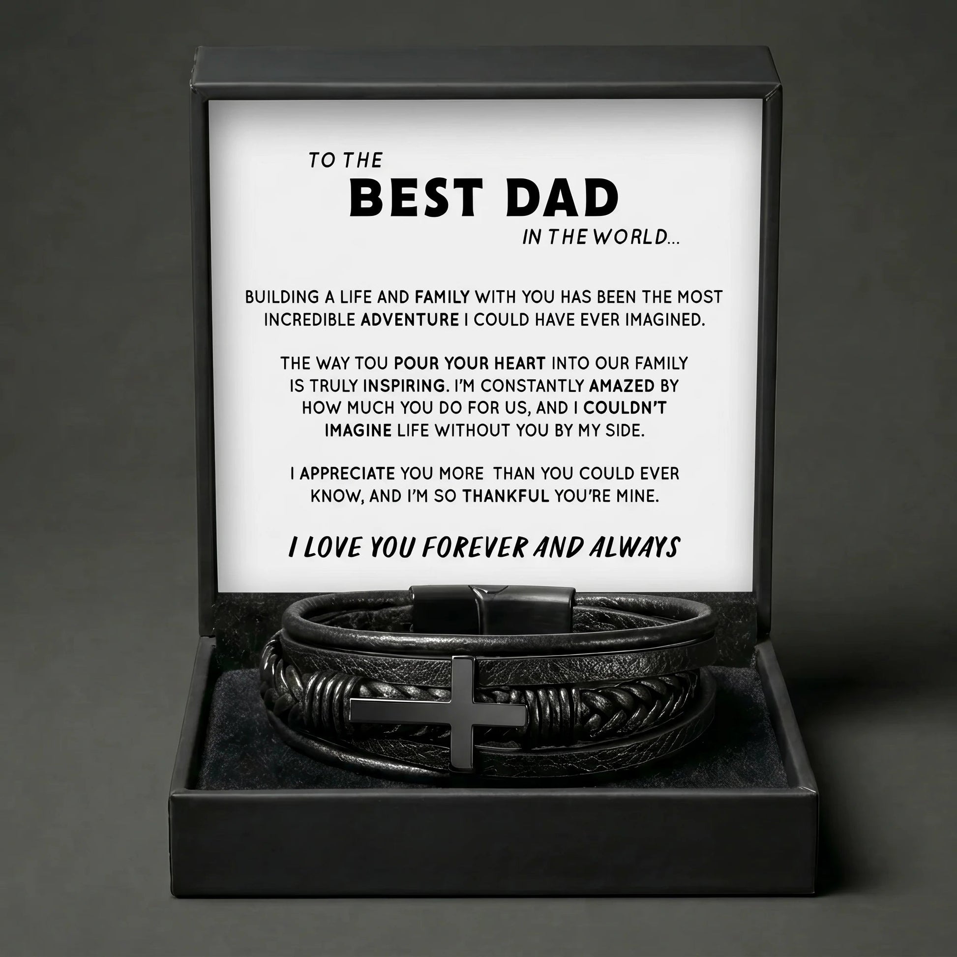 "To The Best Dad" Men's Cross Bracelet – Meaningful Keepsake Gift - The Love Sparkle
