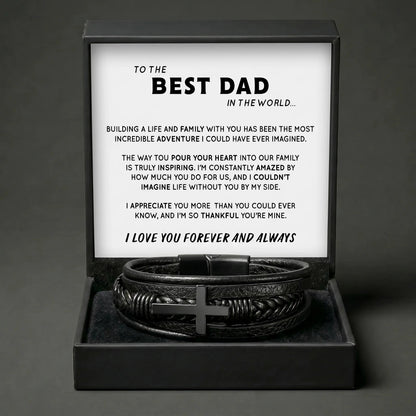 "To The Best Dad" Men's Cross Bracelet – Meaningful Keepsake Gift - The Love Sparkle