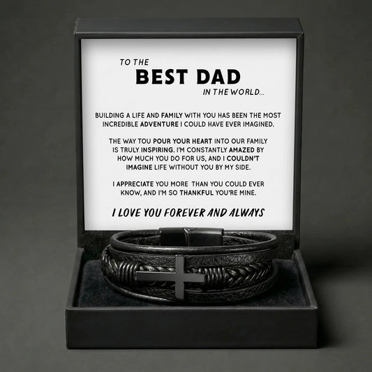 "To The Best Dad" Men's Cross Bracelet – Meaningful Keepsake Gift - The Love Sparkle