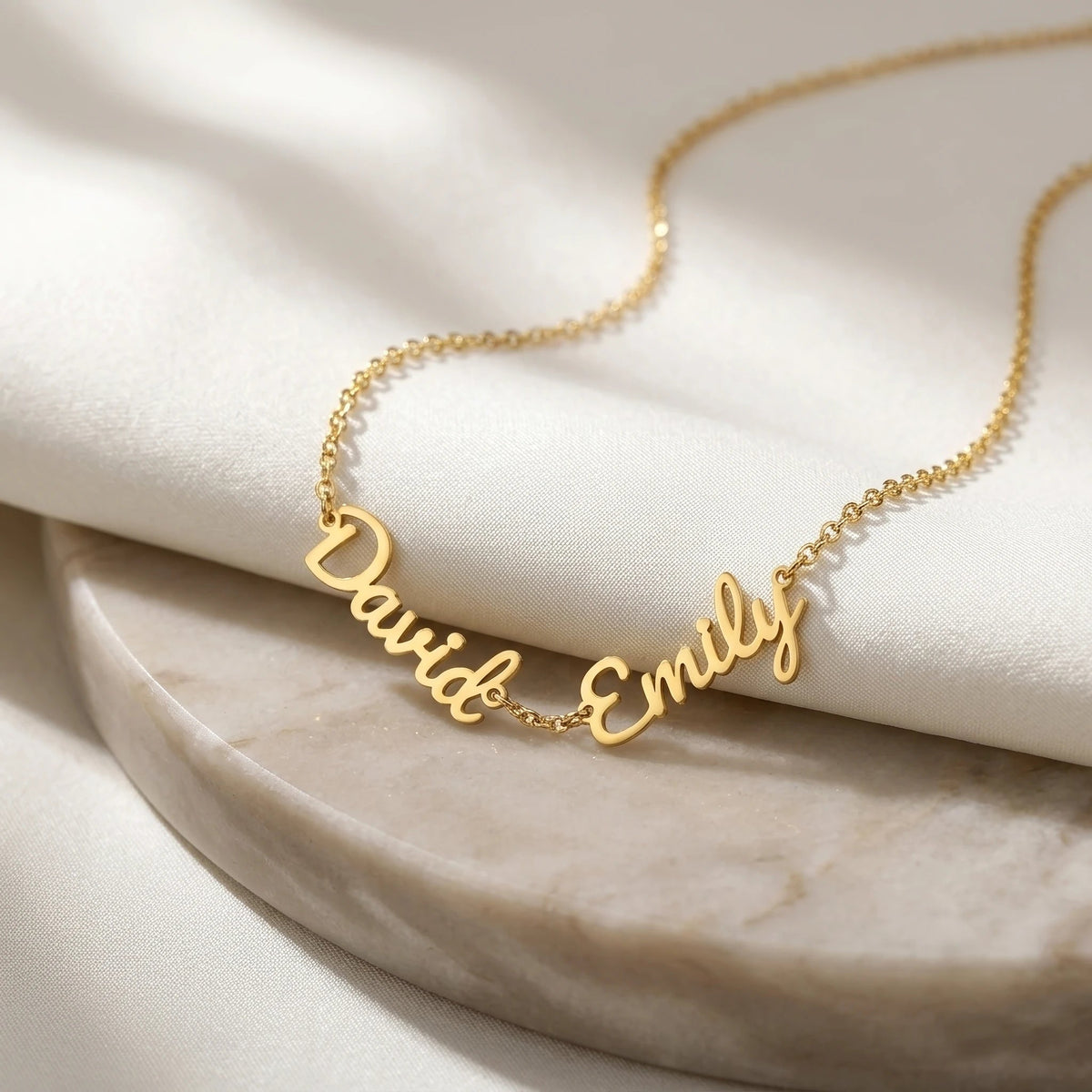 "Two Names, One Love" Custom Name Necklace – A Heartfelt Gift for Your Wife - The Love Sparkle