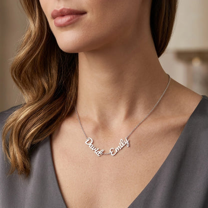 "Two Names, One Love" Custom Name Necklace – A Heartfelt Gift for Your Wife - The Love Sparkle