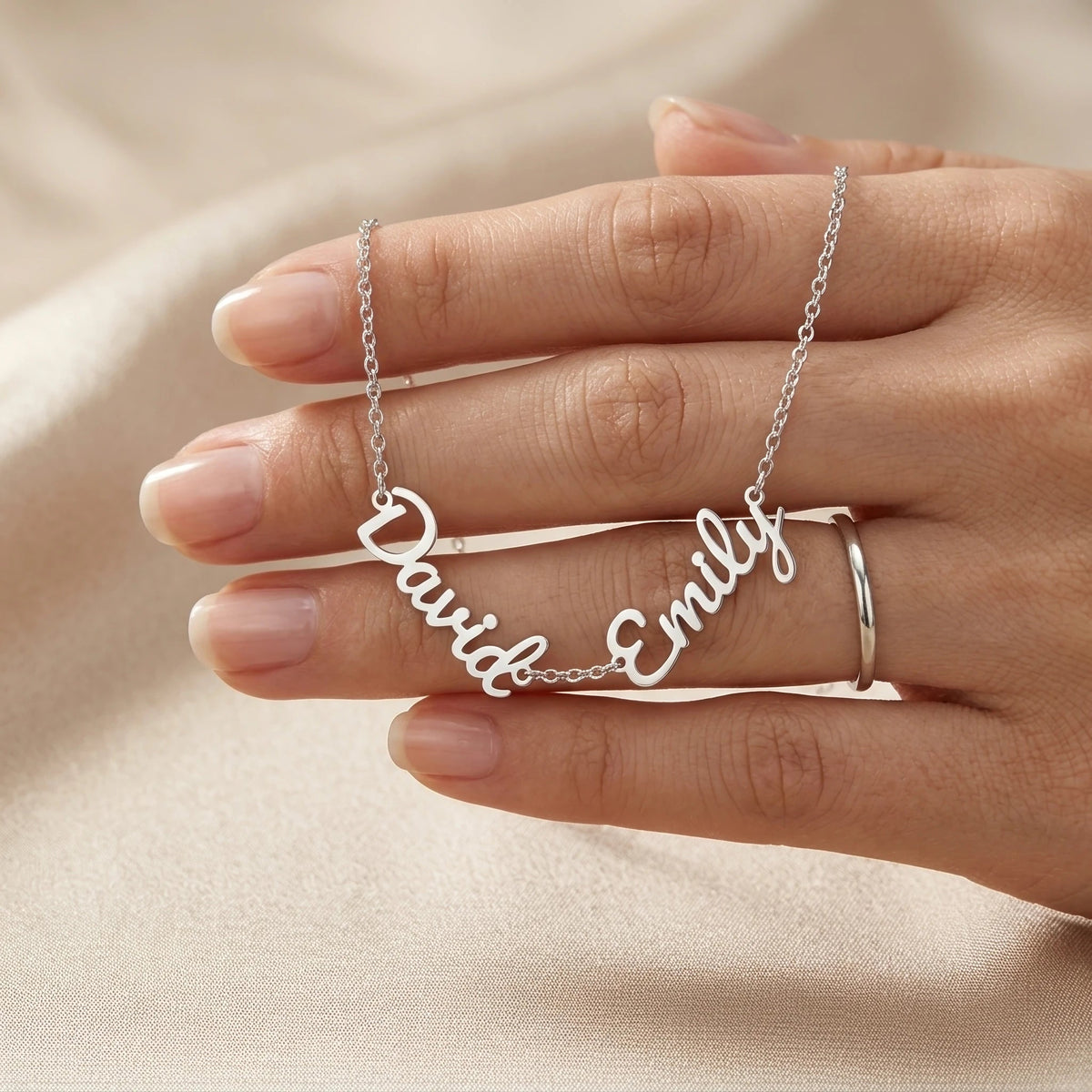 "Two Names, One Love" Custom Name Necklace – A Heartfelt Gift for Your Wife - The Love Sparkle