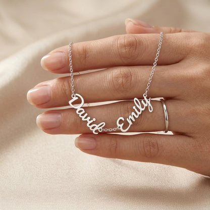 "Two Names, One Love" Custom Name Necklace – A Heartfelt Gift for Your Wife - The Love Sparkle