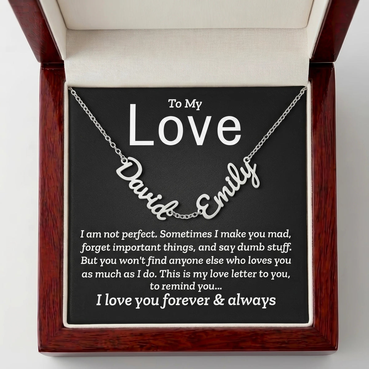 "Two Names, One Love" Personalized Couples Name Necklace – A Gift for Her - The Love Sparkle