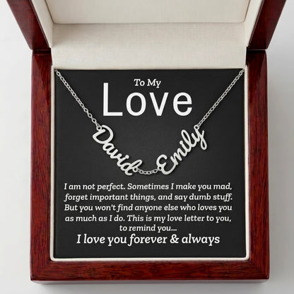 "Two Names, One Love" Personalized Couples Name Necklace – A Gift for Her - The Love Sparkle