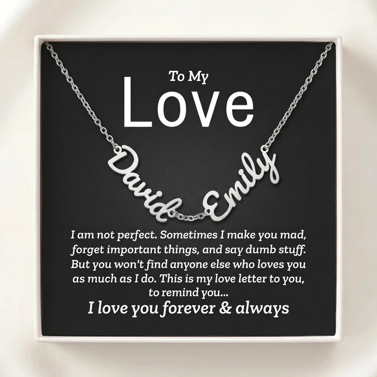 "Two Names, One Love" Personalized Couples Name Necklace – A Gift for Her - The Love Sparkle