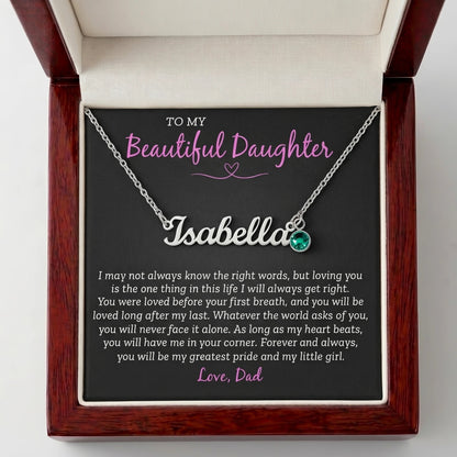 "You Were Loved Before Your First Breath" Personalized Name Necklace with Birthstone – Meaningful Christmas Gift from Dad to Daughter for Birthday & Any Occasion - The Love Sparkle