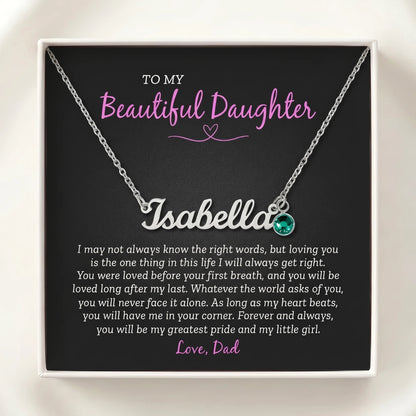 "You Were Loved Before Your First Breath" Personalized Name Necklace with Birthstone – Meaningful Christmas Gift from Dad to Daughter for Birthday & Any Occasion - The Love Sparkle