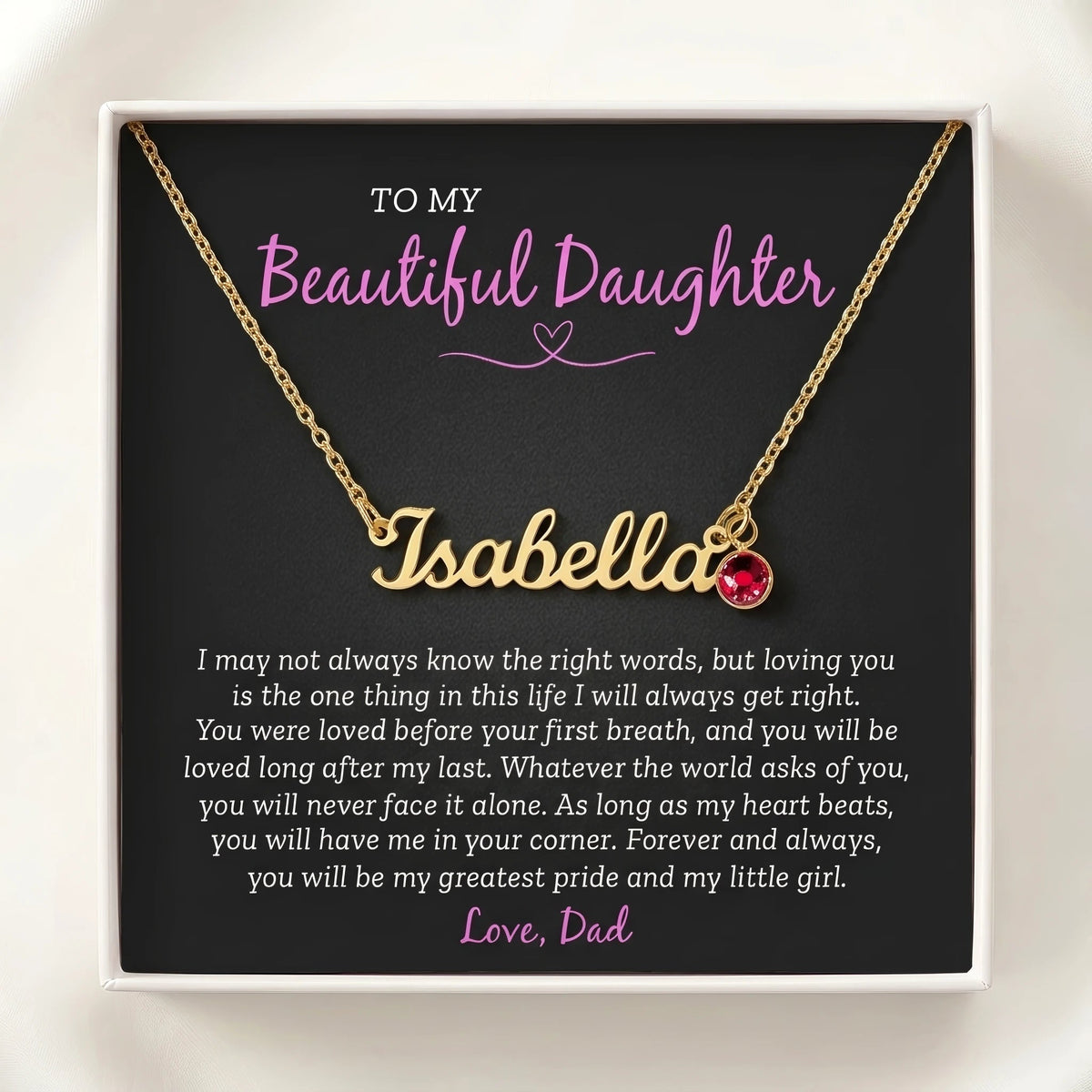 "You Were Loved Before Your First Breath" Personalized Name Necklace with Birthstone – Meaningful Christmas Gift from Dad to Daughter for Birthday & Any Occasion - The Love Sparkle