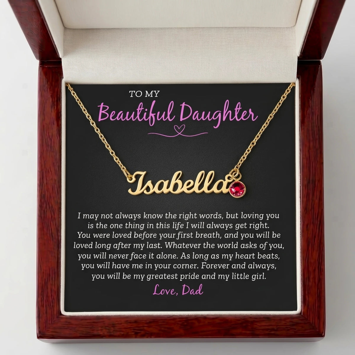 "You Were Loved Before Your First Breath" Personalized Name Necklace with Birthstone – Meaningful Christmas Gift from Dad to Daughter for Birthday & Any Occasion - The Love Sparkle