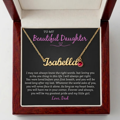 "You Were Loved Before Your First Breath" Personalized Name Necklace with Birthstone – Meaningful Christmas Gift from Dad to Daughter for Birthday & Any Occasion - The Love Sparkle