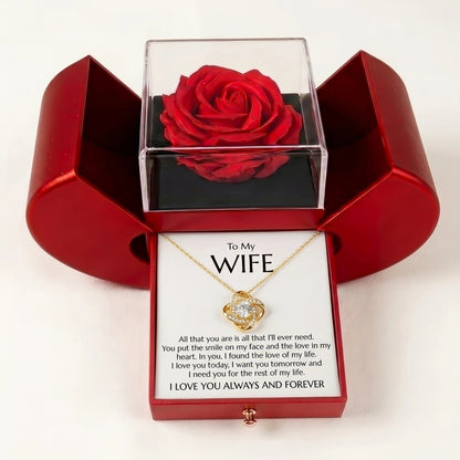 "You're the Love of My Life" Love Knot Necklace & Red Rose Box – Meaningful Gift for Wife - The Love Sparkle